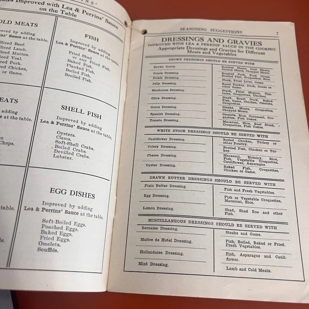Vintage 1920 Lea & Perrins Seasoning Suggestions Cookbooklet Recipes Ephemera